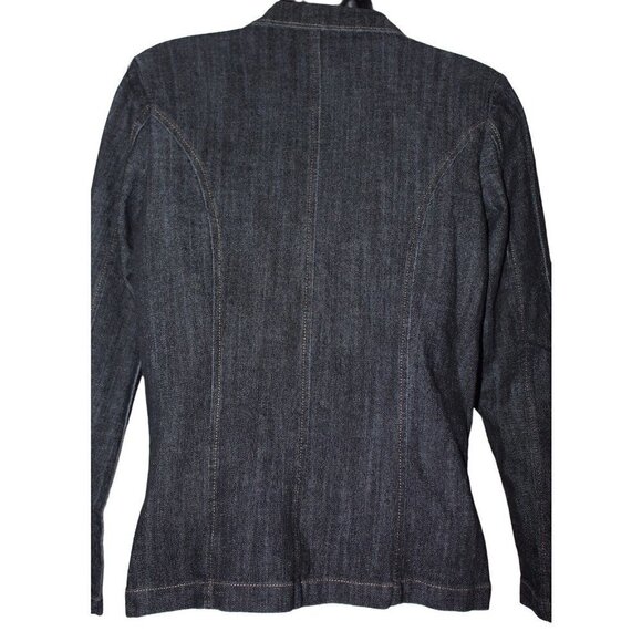 Boom Boom Dark Denim Jean Jacket Tapered Fit Womens Small - Picture 4 of 5